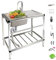 BRCYKRWY Fregadero Comercial de Acero Inoxidable Fregadero Independiente Fregadero Portatil Camping con Banco de Trabajo Fregadero Exterior Jardin Para Garaje/Restaurante/Bar/Patio Trasero,Lavadero