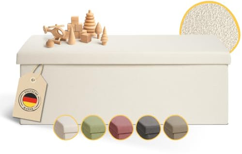 Laleni Sitzbank mit Stauraum geräumig - Truhenbank mit Stauraum 110x38 cm - Sitztruhe mit Stauraum - Bequemer Hocker mit Stauraum - Kinder Sitzbox mit Stauraum - Sitzbank Beige - Sitzbox Beige