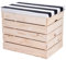Kistenland Sitzkiste Sissi 50 x 35 x 43 cm - Sitzhocker mit Deckel (schwarzer weiß gestreift/natur)