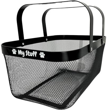 OtterPets Dog Toy Basket Metal Mesh Metal, Chew Proof, 16 (L) x 9.5 (W) x 7 (H) inches Black Dog Toy Bin, Sturdy Pet Toy Basket