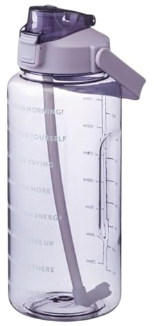 Yonuaret Trinkflasche 2l, Wasserflasche Mit Strohhalm Trinkflasche Sport Auslaufsicher,Sport Wasserflasche Auslaufsicher Sportflasche Mit Zeitmarkierung Für Fitness, Yoga Und Outdoor