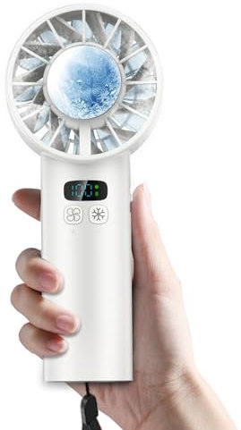 Ventola portatile per ghiaccio 2025, turbo, 5200 mAh, 100 marce, motore silenzioso ANC, display digitale, ricaricabile tramite USB C, mini ventilatore elettrico personale, per esterni e interni