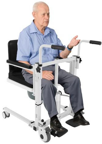 Silla de ducha con asiento dividido de 180°, elevador para pacientes, silla de transferencia, silla de inodoro con ruedas Silla de ducha hidráulica para enfermos, ancianos, discapacitados y