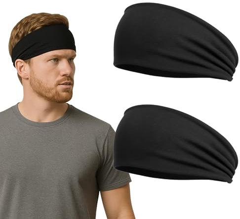 Huybaa 2 Pezzi Fascia per Capelli, Elastico Headband Fasce da Corsa per Uomo Donna, Fascia Capelli Sport, Fasce Antisudore,Elastici Per la Testa,per Fitness,Yoga,Corsa,Ciclismo