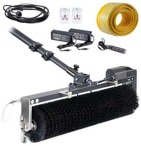 ZEEKYFOR Cepillo de Agua para Paneles Solares y Fotovoltaicos, Cepillo eléctrico de Limpieza de Paneles Solares con Pértiga, Cepillo Limpieza Solar con Varilla Telescópica 3,5 m/5,5 m/7,5 m,7.5m/25ft