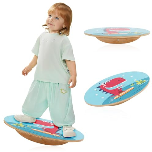Balance Board Kinder, Wackelbrett aus Holz, Gleichgewichtstrainer Balancierbrett Balance Spiel Balance Kissen Balancierbalken Balancieren Kinder