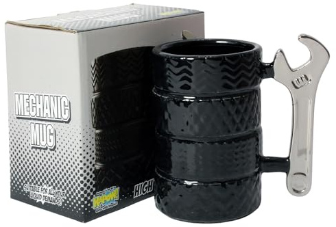 Mechanic Mug - Spanner and Tyre Shaped Cup - Gift Boxed Present for Mechanic or Engineer