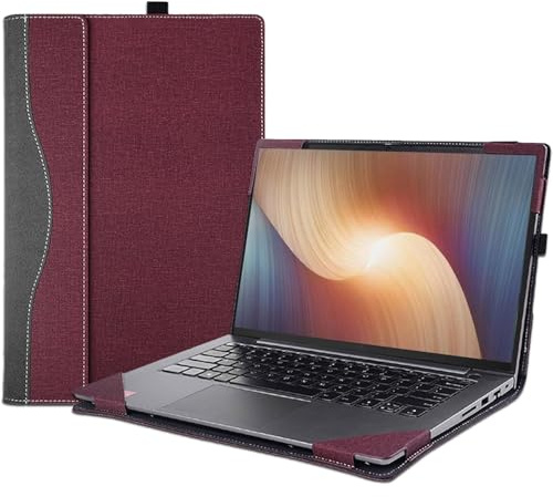 Housse de protection amovible en similicuir PU pour ordinateur portable Lenovo Ideapad 5 15ABA7 15IAU7 et Ideapad 5 15ARE05 15ALC05 15ITL05 15IIL05 Rouge vin