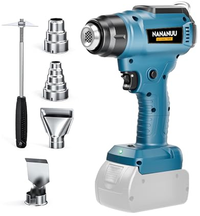 Cordless Heat Gun for Bosch 18V Battery (No Battery),Hot Air Gun Includes Four Stainless Steel Nozzles for Paint Removal, Thawing & Shrinking Pipe