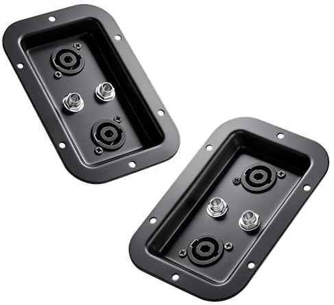 PNGKNYOCN Lot de 2 boîtes de jonction de haut-parleur avec deux prises Speakon à 4 broches NL4FC et prises jack 1/4 pour haut-parleurs de scène, audio de voiture/maison