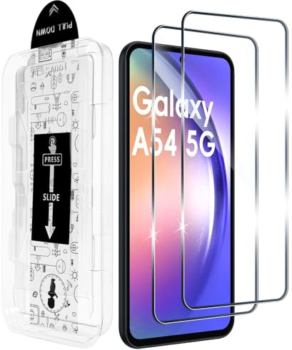 Aerku Protector de Pantalla para Samsung Galaxy A54 5G | Cristal Templado 9H Ultra HD Anti-Rayas Vidrio, 0,33mm Táctil, Instalación Sin Burbujas Montaje Rápido, Paquete de 2