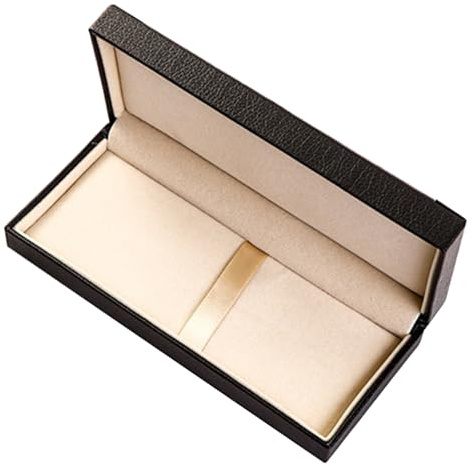 NESTINGHO Leder Stifteetui für Füllfederhalter im Business Schwarz Elegant | Flocking Innenseite, Kratzfeste Oberfläche, Robuste Form, Geschenkbox für Freunde, Jubiläum und Alltag