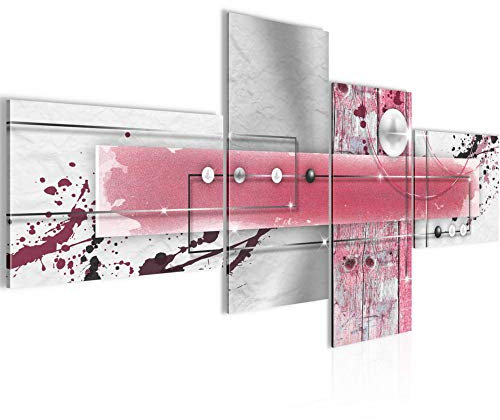 Runa Art Bild Modern Abstrakt - Made in Germany - Wandbilder Grau Rosa Weiss 4 Teilig 107842b