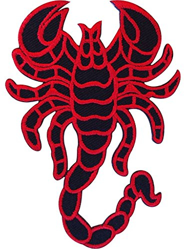 Embroidered Black Red Iron On Scorpion Patch Sew On Jacket Jeans Bag Biker Badge
