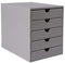 OSCO Grey Faux Leather 5 Tier Papersorter | A4 Drawers | Document Storage | Paperwork Filing | Desk Tidy | Workspace Organiser | 30 x 25 x 33.5 cm |
