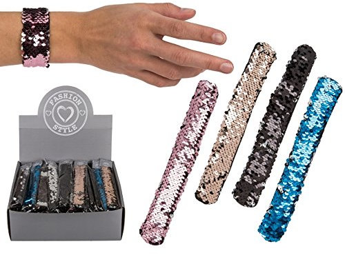 Pailletten-Schnapp-Armband 23cm im Display mit 48 Stck