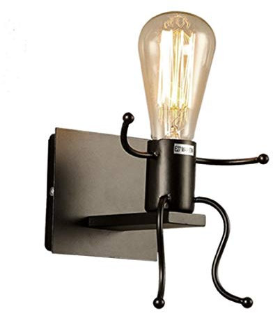 TOHMLAPE Kreative Roboter Vintage Wandleuchte LED Industrie Retro Wandlampe Schwarz Eisen E27 Halter Innen Art Deco für Bar, Schlafzimmer, Küche, Restaurant, Café, Flur，Kinderzimmer
