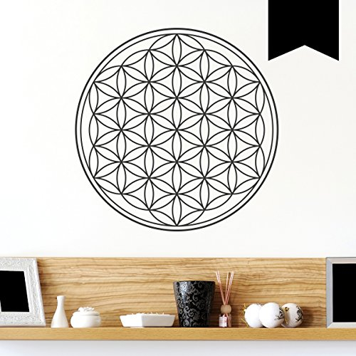 WANDKINGS Wandtattoo, Blume des Lebens, 40 x 40 cm, Schwarz, Wähle aus 5 Größen & 35 Farben