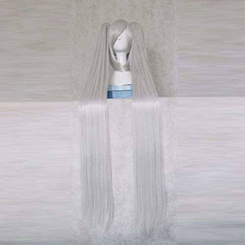 Hidan No Aria Kanzaki H Aria Pink 120 Cm Langes Synthetisches Haar Cosplay Kostüm Party Perücke + 2 Pferdeschwänze + Perückenkappe Vocaloid Silbergrau