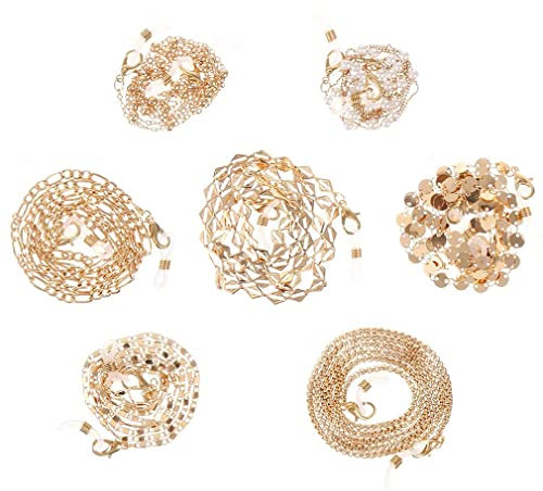 LIPIODOL 7 Stück Gesichtsmasken Lanyard Sonnenbrillen Kette Gold Gesichtsmaskenkette Brillenkette Brillenzubehör Zum Brille Brillenkette für Masken zum Umhängen
