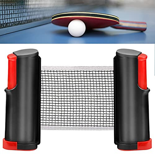 GLORHA Schwarzes einziehbares Tischtennisnetz, 170 x 19 cm, tragbares einziehbares Tischtennisnetz für Tischtennisplatte, Büro, Schreibtisch, Esstisch