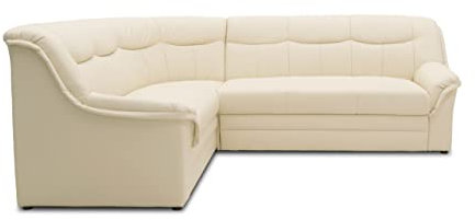 DOMO. collection Ecksofa Berlin, zeitlose Leder-Eckcouch mit hochwertiger Federkern-Polsterung, Sofa in L-Form aus Kunstleder, Couch 205 x 250 x 89 cm, beige (creme)