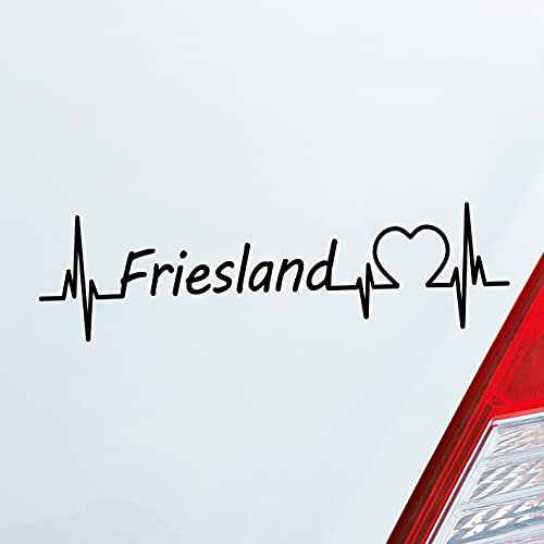 Hellweg Druckerei Auto Aufkleber Friesland Puls Herzschlag Fun Sticker Heckscheibenaufkleber Autoaufkleber mit Ferien Region Motiv