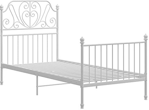 vidaXL Bettgestell Metallbett Schlafzimmer Bett Einzelbett Schlafzimmermöbel Bettrahmen Lattenrost Pulverbeschichtetes Metall Weiß 90x200cm
