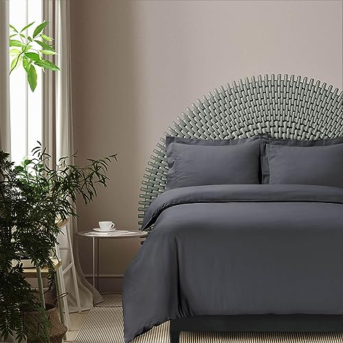 Azores Home Cotton Flannel King Duvet Cover Set, Oversized, Wrinkle Resistant, Soft Touch, Includes One Duvet Cover and Two Sham Pillowcases, 170GSM, Thundercloud Bl