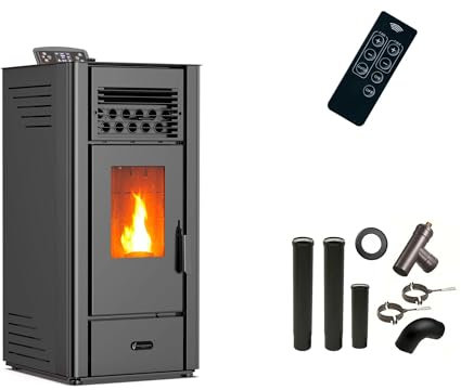 Poêle à granulés air Anita 10 kW Noir Sannover + Kit Raccordement Fumisterie