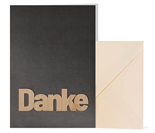 myZirbe Besondere Grußkarte, Danke Karte, Freundschafts Karte, mit Echtholz Zirbenholz Holz Danke (1 Stk. Danke)