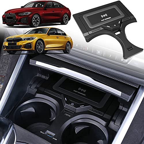 Singkin Kabelloses Ladegerät Auto für BMW 3er G20 2020 2021 2022 BMW 4er G22 2021 2022 BMW 2er 2022 BMW M3/M4 2021, 15W Qi Schnellladendes Handy-Ladegerät für BMW-Zubehörfeld (Original Car mit NFC)