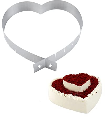 Floatdream 6 Größen Herzförmiger Mousse-Ring, Herz Backformen Groß, Backform Verstellbar Herz, Hitzebeständig und hochtemperaturfest, für Kuchen, Mousse und Desserts in Herzform