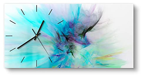 DEQORI Glasuhr | vertikal 60x30 cm | Motiv Supernova der Farben | große XXL Design Uhr aus Glas | leise Wanduhr für Wohnzimmer & Küche | moderne Hingucker Uhr für die Wand