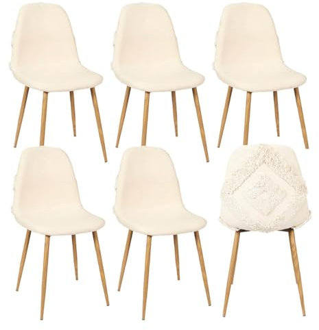 AltoBuy WAP - Lot de 6 Chaises Blanches à Motifs Pieds Effet Bois