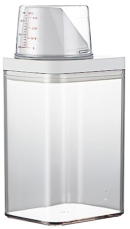 VOSSOT Waschmittelspender Waschmittel Aufbewahrung Wiederverwendbar Leere Flaschen Waschpulver Aufbewahrungsbox mit Messbecher Mehrzweck Waschpulver Spender Waschmittelbox(1100ml)
