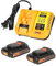 Dewalt Lot de 2 batteries de rechange pour batterie Dewalt 20 V et chargeur compatible avec DCB102 DCB104 DCB118 DCB115 DCB205 DCB204 Orange