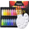 Topsics Pintura Acrílica, 16 Tubos de 36 ml Juego de Pintura, Juego con 5 pinceles y 1 paleta de mezclas, Pintura Juego para Papel, Roca, Madera