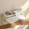 HMAKGG Organisateur Evier Cuisine Mural, Support Eponge Evier Cuisine Blanc, pour Rangement Eponge, Auto Adhesif, Bac D'écoulement Amovible et Porte-Serviettes, Acier au Carbone, Anti-Moisissure