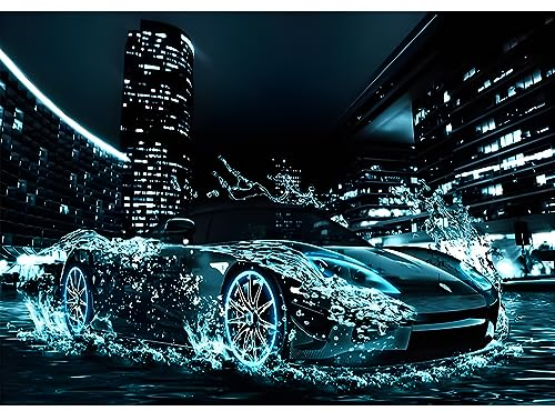MXJSUA 5D Luxus-Supersportwagen Diamant Painting Kits für Erwachsene, DIY Strass Bilder Diamant Kunst Kits, Runde Steine Diamant Painting für Zuhause Dekor 30x40cm