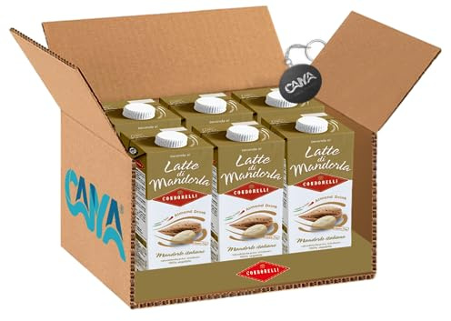6X Condorelli Bevanda al Latte di Mandorla Classico con Mandorle Italiane Brik 1000ml - Senza Lattosio [CAIYA® BOX da 6 Confezioni]
