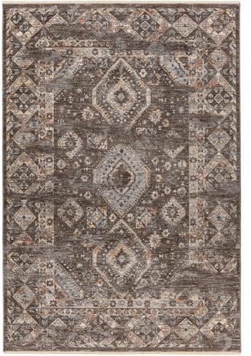 Obsession Teppich My Laos 466 im modernen Ethno - Design mit Fransen Designteppich Taupe (80 x 150 cm)