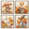 ARTFAVES® Schilder Set - Herbst Aquarell Kinder 1 | Herbst Dekoration Kinder Shabby Chic Vintage Holzbilder Collage Wandbilder | Größe: 19 x 19 cm