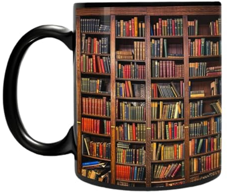 Chaies Bücherregal Tasse 350ml Bibliothek Bücherregal Reisebecher, Teebecher Milchbecher Porzellan Knochenbecher Einzigartige Kaffeetassen Mehrzweck Keramik Bücher Kaffeetasse für Buchliebhaber