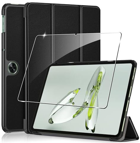 Funda para Oneplus Pad Go/OPPO Pad Neo 2024 11.4 Inches+1 Pack Cristal Vidrio Templado,con Función Soporte,Anti-Arañazos Protectora Case función-Negro