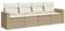vidaXL Garten Sofa Garnitur 4-TLG., Gartenmöbel Set mit Kissen Stauraum, Sitzgruppe für Garten Terrasse, Modular Gartensofa Lounge, Beige Poly Rattan