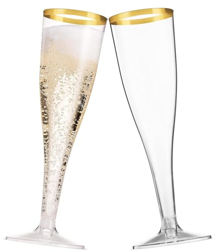 Sektgläser Plastik, 133ml Champagner Gläser, 20 Stück Durchsichtige Champagnergläser Plastik, Plastik Champagnergläser, Sektkelch Sektflöten, Sektglas Kunststoff, für Hochzeiten,Geburtstage & Partys