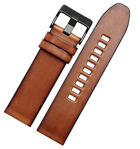 AMSOH Uhrenarmband aus echtem Leder für Diesel-Uhrenarmband DZ4476/4482, DZ7408, 7406, 4318, 22, 24, 26, 28 mm, große Herren-Armbanduhr, 24 mm, Achat