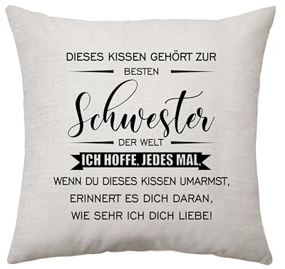 Dieses Kissen Gehört zur Besten Schwester Geschenke von Bruder Deko Kissenbezug für Schwester Geburtstag Weihnachts Hochzeit Geschenke für Schwester Quadratische Taille Kissenbezug (Schwester)