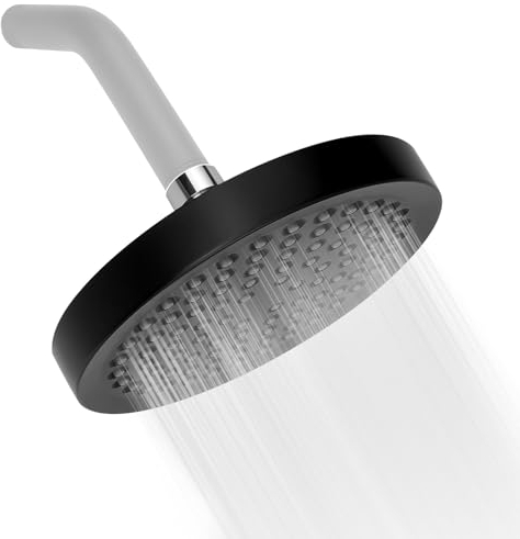 SHENGYIG Tête de Douche, Noires 6 Pouces Pommeau Douche Noir, Avec Boule Réglage Rotative à 360°, Pomme Douche Economie D'eau Equipé D'une Buse Anticalcaire, Utilisé Dans Salles Bains, Hôtels